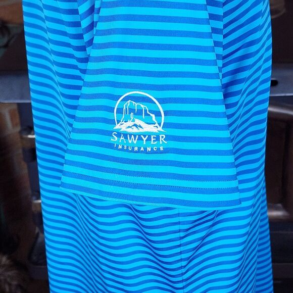 Black Quail Blue Striped Polo Shirt The Par - Tee  Size M - Picture 6 of 8